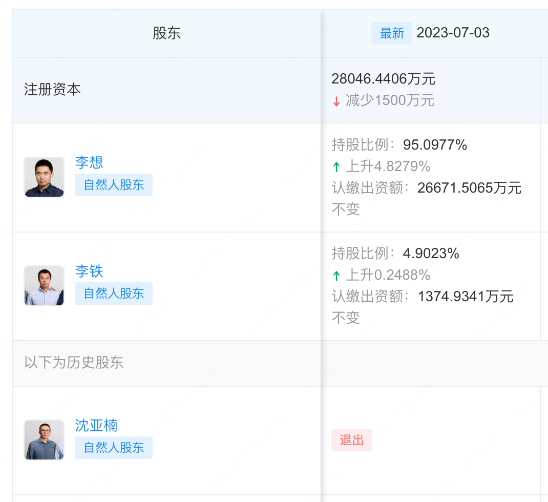 套现近亿元 理想汽车“二把手”沈亚楠正式退股